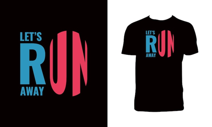 Vector lets run away tipografía diseño de camisetas