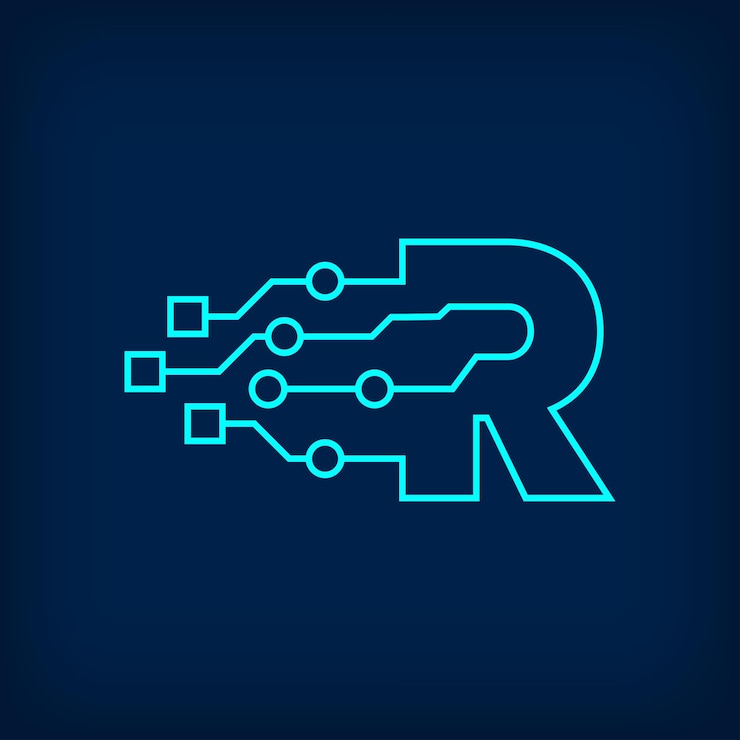 Vector letter r logotipo de señal digital plantilla de logotipo digital y de conexión técnica corporativa creativa