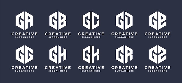 Lettermark g con diseño de logotipo de forma hexagonal.