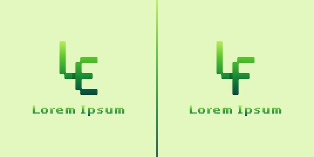 Letters LE and LF Pixel Monogram Logo suitable for any business with LE EL LF FL initials
