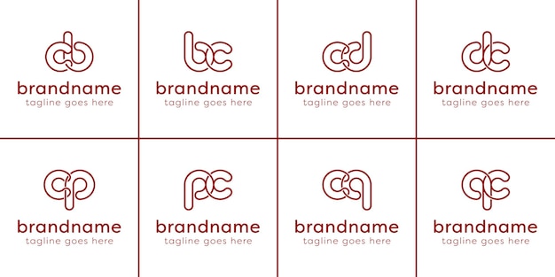 Letters CB BC CD DC CP PC CQ QC Monogram Line Logo suitable for any business