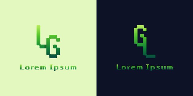Letters LG and GL Pixel Monogram Logo suitable for any business with GL or LG initials