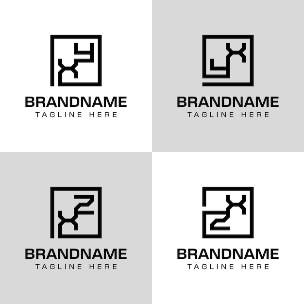 Letters XY YX XZ ZX Monogram Logo Set for business with XY YX XZ ZX initials