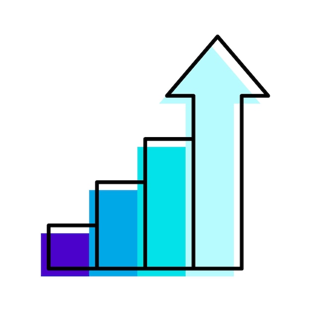 Levantamiento diagrama gráfico de barras contorno azul icono vector ilustración