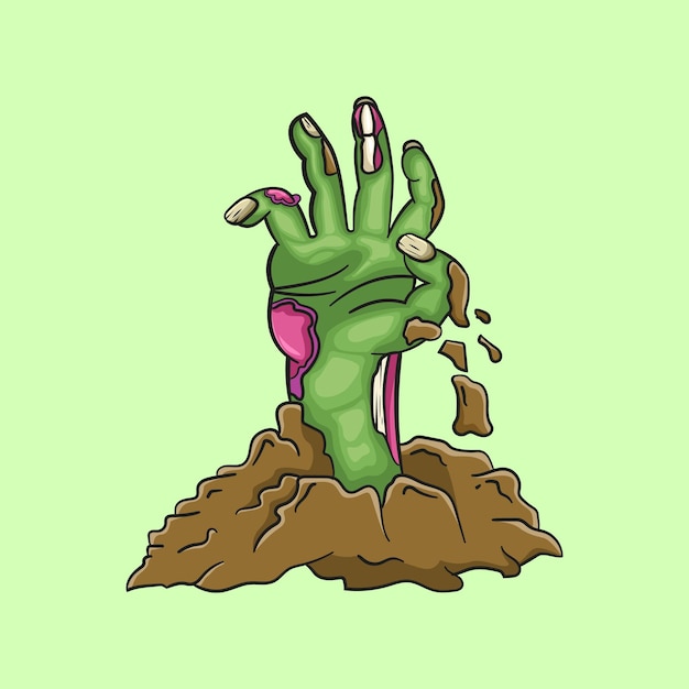 Levantamiento de la mano del zombi de la ilustración del suelo