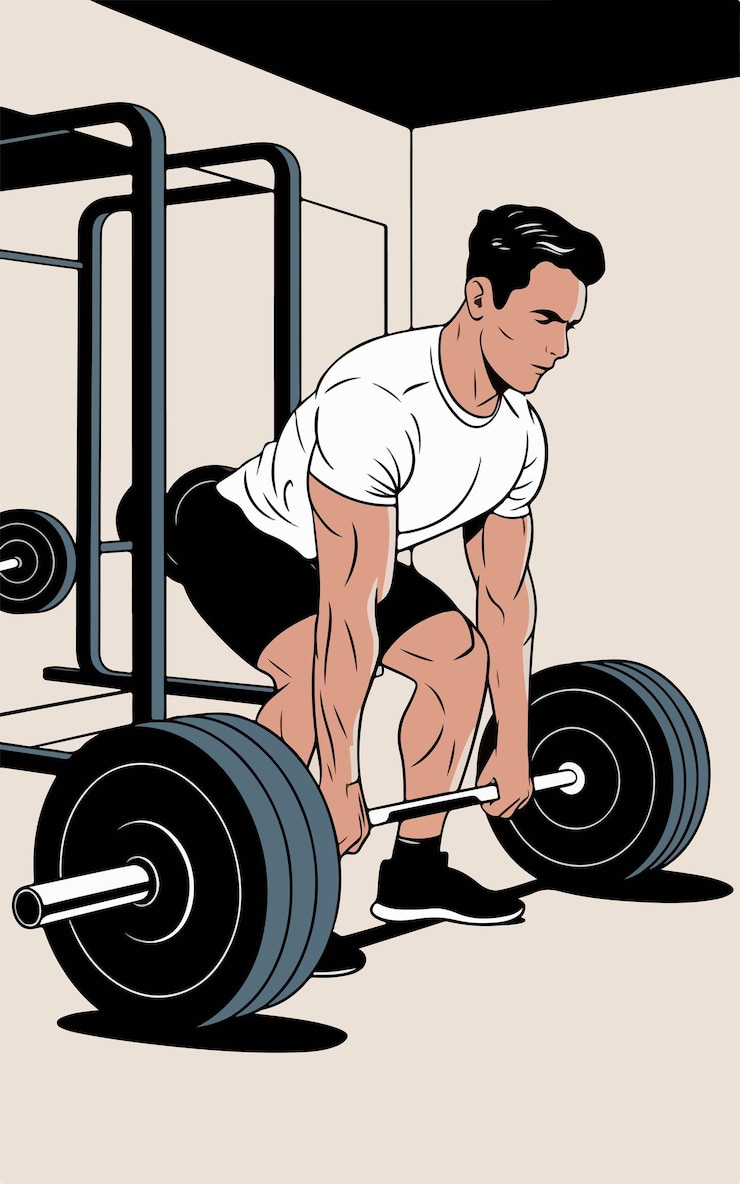 Vector levantamiento de pesas en el gimnasio
