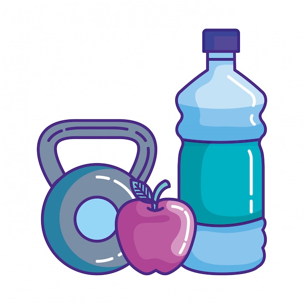 Gimnasio con mancuernas con botella de agua 1921568 Vector en Vecteezy