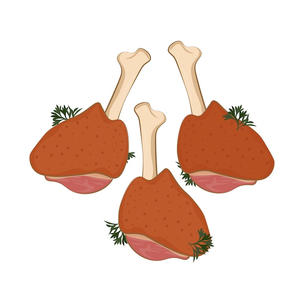 Levitación Logotipo de ilustración vectorial de palillos de tambor de pollo o piruleta de pollo