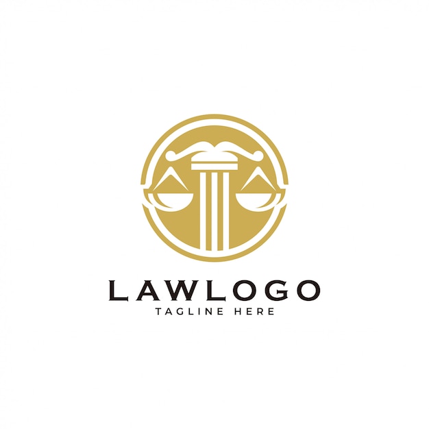 Ley de justicia de escalas y logotipo del emblema del círculo.