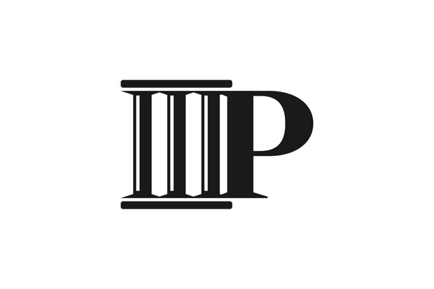 Ley legal logo diseño pilar columna icono símbolo inicial P letra