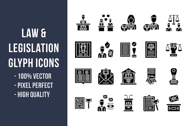 Ley Legislación Glifo Iconos