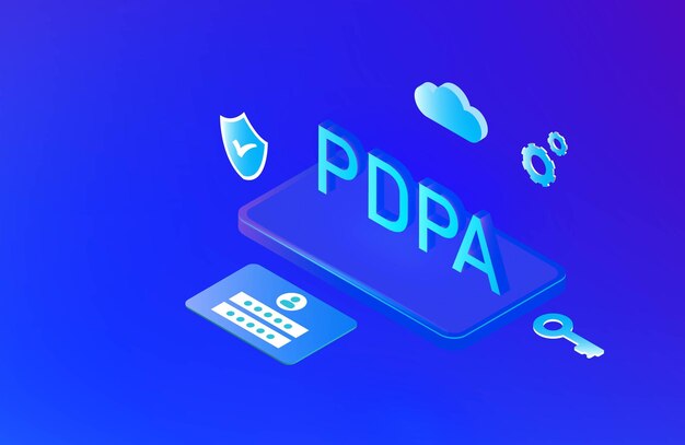 Ley de protección de datos personales o concepto PDPA Gestión segura de datos y protección de datos contra piratas informáticos