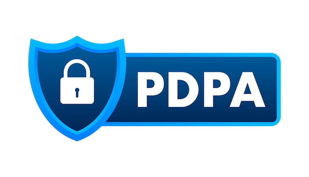 Ley de protección de datos personales PDPA Icono de escudo de datos seguros Ilustración de stock vectorial