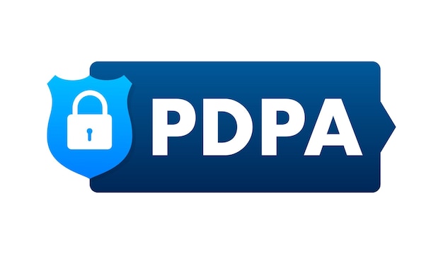 Ley de protección de datos personales pdpa icono de escudo de datos seguros ilustración de stock vectorial