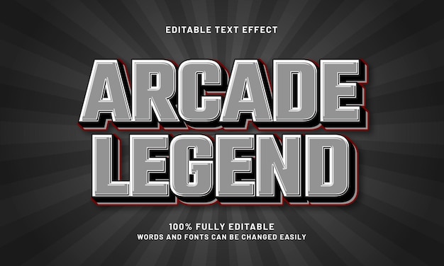 leyenda de arcade efectos de texto editables con un tema retro y de juego
