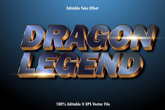 Leyenda del dragón Efecto de texto editable Estilo de gradiente en relieve 3D