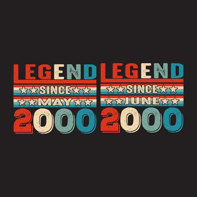 Leyenda desde mayo y junio de 2000 Diseño de camiseta Diseño de regalo de cumpleaños vintage