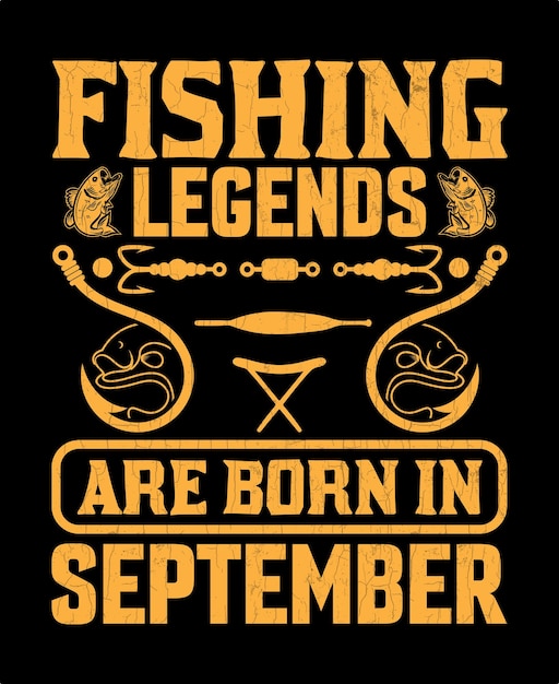 Vector las leyendas de la pesca nacen en septiembre. ilustración de vector de diseño de camiseta de pesca.