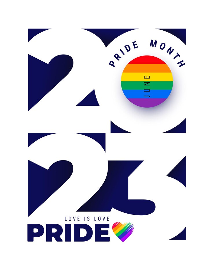 Vector lgbt pride month 2023 números concepto freedom rainbow gay parade evento anual de verano poster lgbtq love symbol background diseño conceptual plantilla de ilustración vectorial