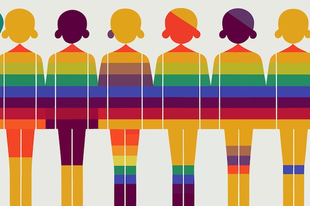 Lgbtq orgullo y tolerancia niñas ilustración arco iris