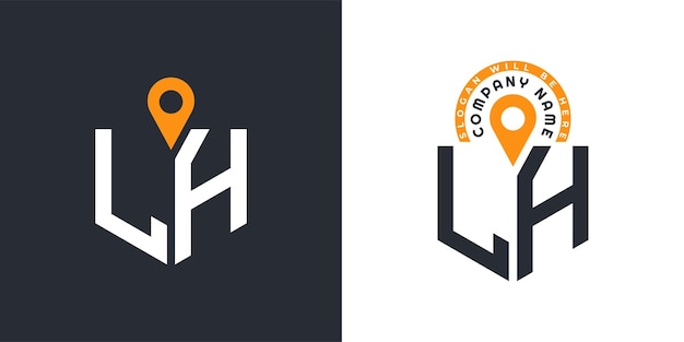 LH Lugar Logo Bundle Carta LH Logo Iconos de doble vector para el reclutamiento y la navegación