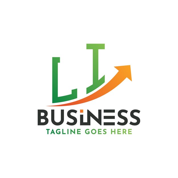 LI Logo de finanzas Carta LI Logo de éxito empresarial LI flecha de crecimiento Diseño de logotipo de éxito financiero