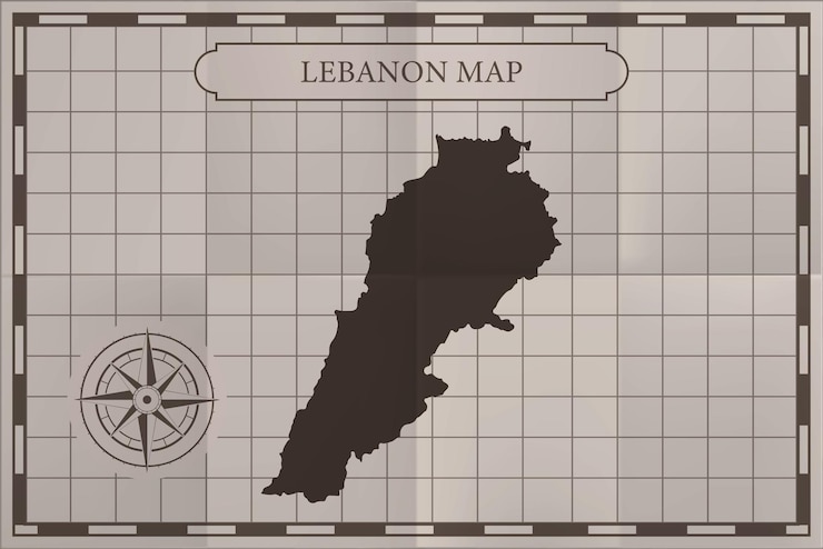Vector líbano viejo mapa clásico del país estilo de papel de mapa antiguo vintage