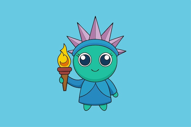 Libby Libertad Personificada Estatua de la Libertad Personaje con Antorcha y Ilustración Vector de Corona