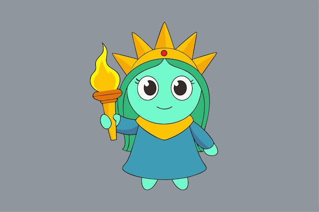 Libby Libertad Personificada Estatua de la Libertad Personaje con Antorcha y Ilustración Vector de Corona