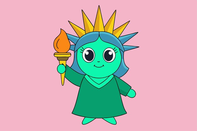 Libby Libertad Personificada Estatua de la Libertad Personaje con Antorcha y Ilustración Vector de Corona