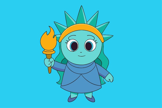 Libby Libertad Personificada Estatua de la Libertad Personaje con Antorcha y Ilustración Vector de Corona
