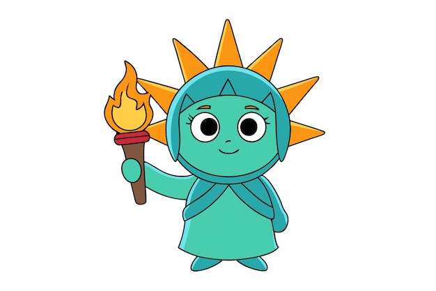 Libby Libertad Personificada Estatua de la Libertad Personaje con Antorcha y Ilustración Vector de Corona