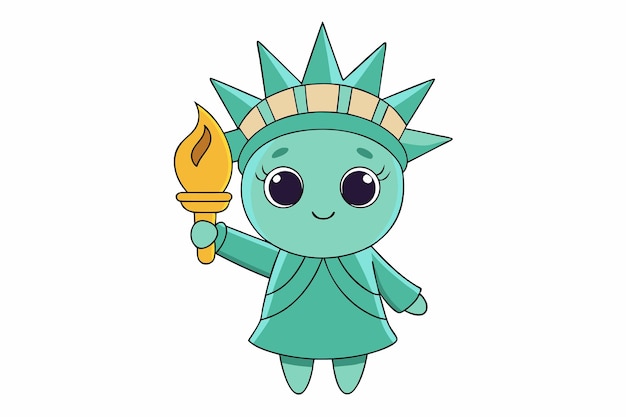 Libby Libertad Personificada Estatua de la Libertad Personaje con Antorcha y Ilustración Vector de Corona