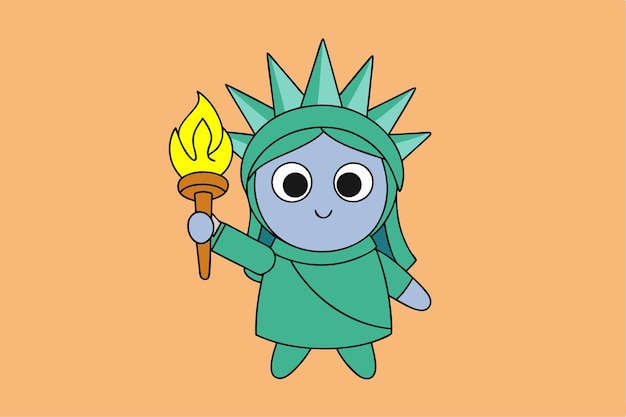 Libby Libertad Personificada Estatua de la Libertad Personaje con Antorcha y Ilustración Vector de Corona