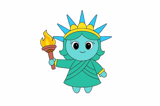 Libby Libertad Personificada Estatua de la Libertad Personaje con Antorcha y Ilustración Vector de Corona