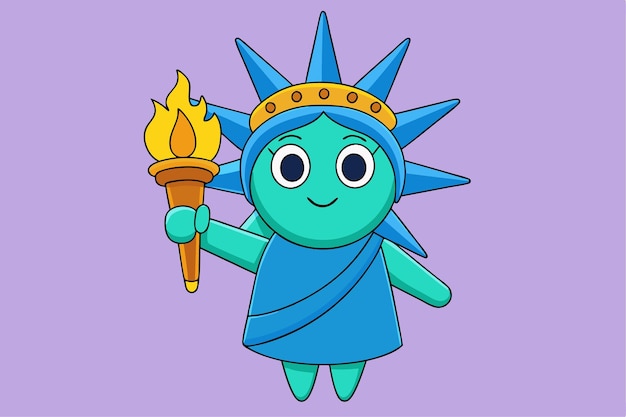 Libby Libertad Personificada Estatua de la Libertad Personaje con Antorcha y Ilustración Vector de Corona