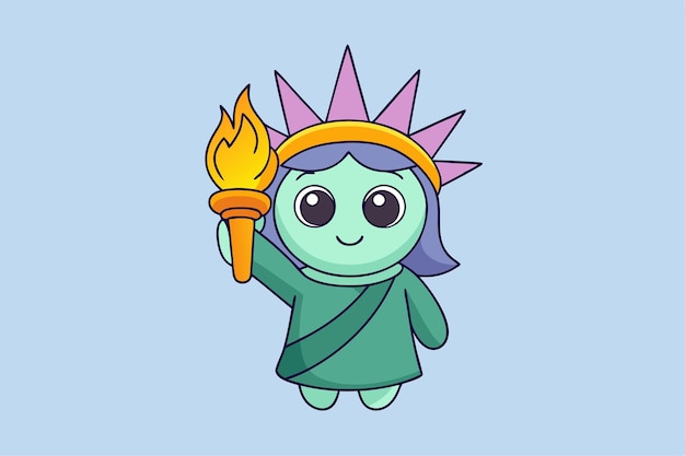 Libby Libertad Personificada Estatua de la Libertad Personaje con Antorcha y Ilustración Vector de Corona