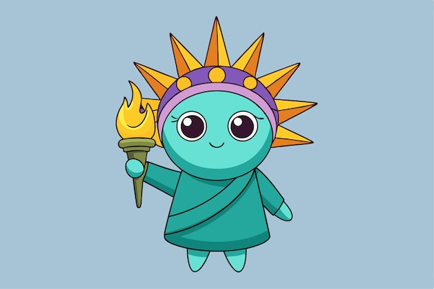 Libby Libertad Personificada Estatua de la Libertad Personaje con Antorcha y Ilustración Vector de Corona