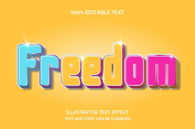 Libertad, efecto de texto editable en relieve