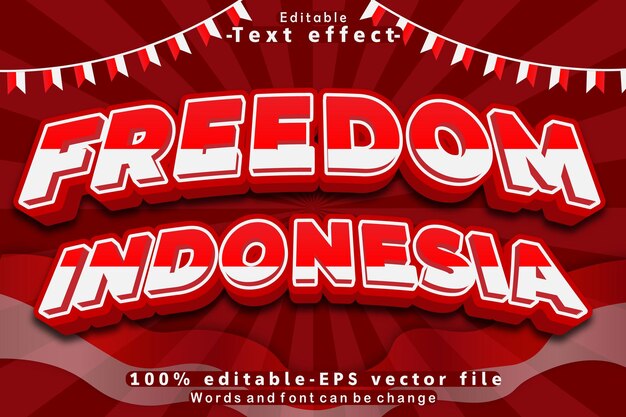 Libertad Indonesia Efecto de texto editable Estilo moderno 3D