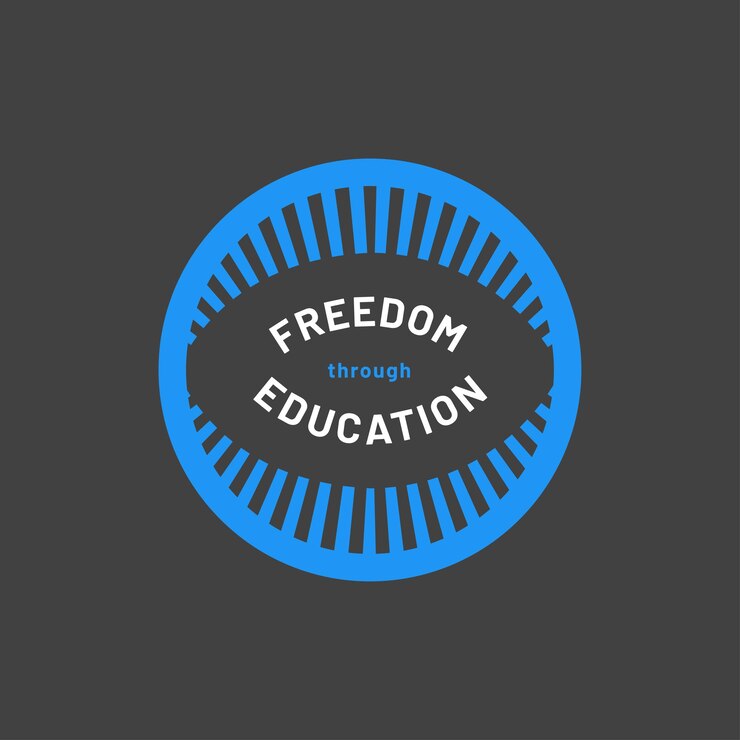 Vector libertad a través del concepto de logotipo de insignia de educación....
