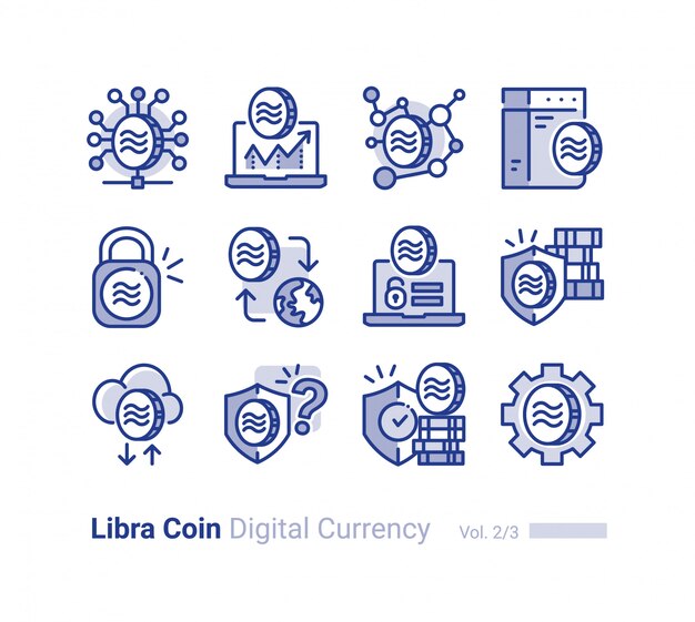Libra Coin vector icon collection 