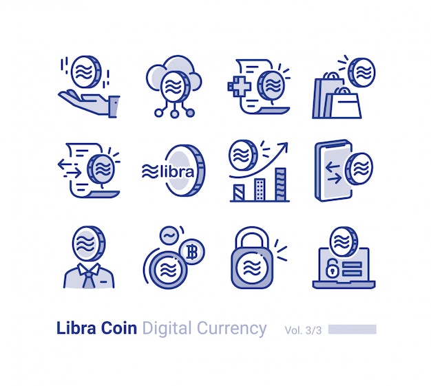 Libra Coin vector icon collection
