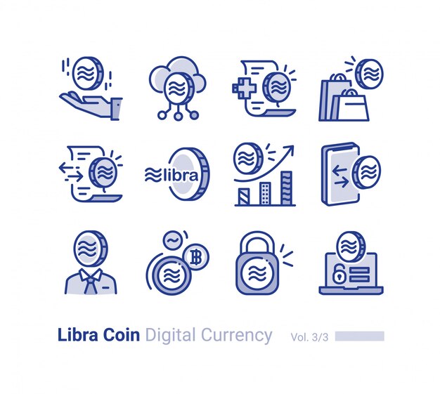 Libra Coin vector icon collection 