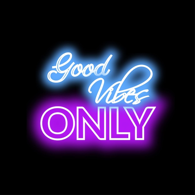 Libre Vector Good Vibes Sólo letrero de neón descargar Good Vibes Solo texto para ui Good Vibes sólo imágenes