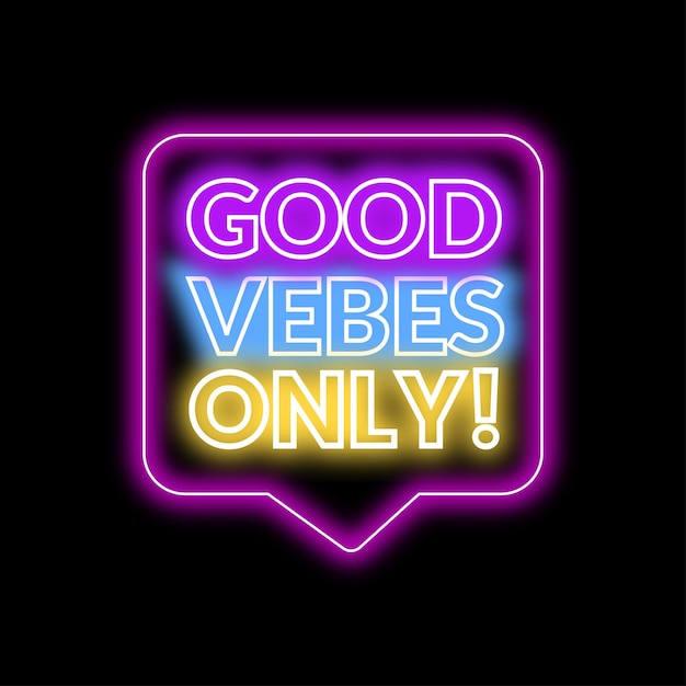 Libre Vector Good Vibes Sólo letrero de neón descargar Good Vibes Solo texto para ui Good Vibes sólo imágenes