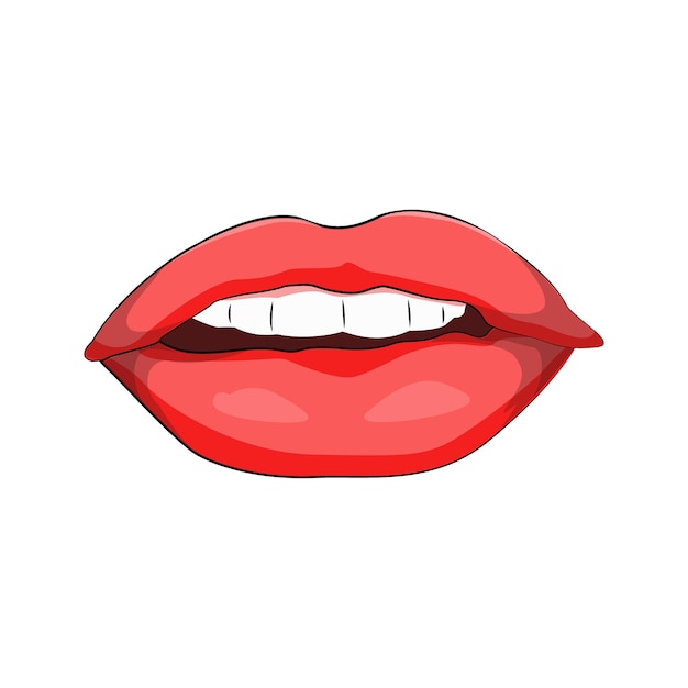 Libre vector realista mujer labios rojos expresando emociones