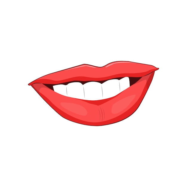 Libre vector realista mujer sonrisa roja labios expresando