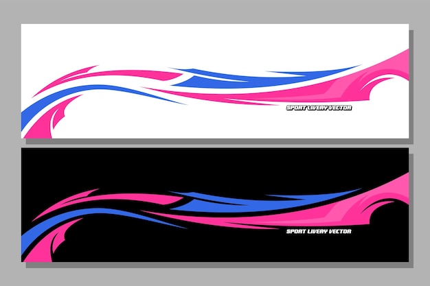 librea de automóviles deportivos gráfico vectorial rayas de automóviles de carreras envoltura de librea diseño rosa blanco y negro color