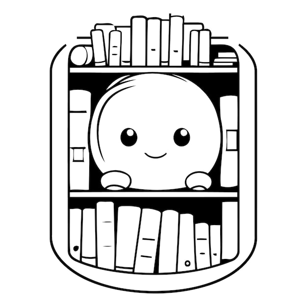 Vector librería linda con libros ilustración vectorial personaje de dibujos animados